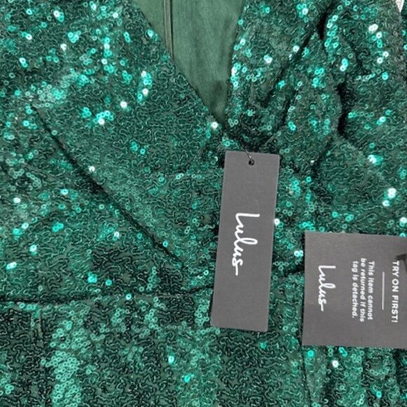 NWT Lulus Hilaria Emerald Green Sequin Bodycon Mini Dress - Picture 7 of 9